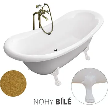 Vana Besco Volně stojící vana ze sanitárního kompozitu Amelia Glam Z 190x77 s přepadem Typ a barva výpustě: Click-Clack s přepadem, černá mat, Barva podpěrných nožek: Bílá