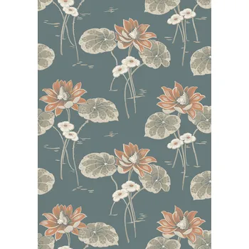 Tapeta Borastapeter Vliesová tapeta na zeď, modrá, květiny, lekníny, 4168, Alla Tiders Hus, Borastapeter, velikost 10,05 x 0,53 m
