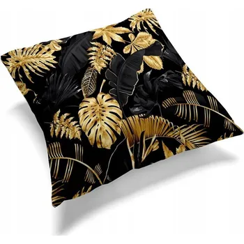 Povlak na dekorativní polštářek Povlak na polštářek "jasiek" 40x40 cm, 100% Bavlna Listy 3D zlatá černá
