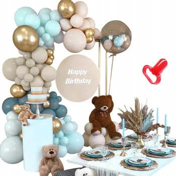 MODRÁ BALÓNKOVÁ GIRLANDA NA BABY SHOWER KŘTINY, 1 ROK, NAROZENINY 142 ks XXL