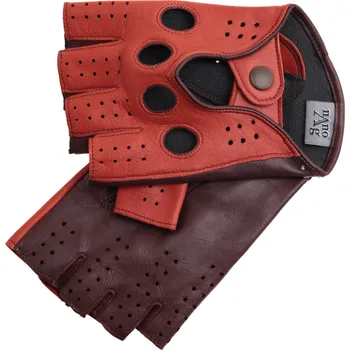 Rukavice Špongr Pánské kožené řidičské rukavice BOHEM BP cihlově oranžové / hnědé s podšívkou NanoAg Velikost: 9"