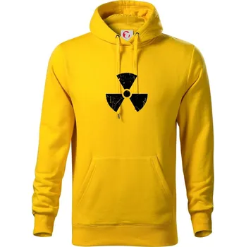Pánská mikina Radioaktivní znak - Mikina pánská Cape s kapucí - S ( Žlutá )