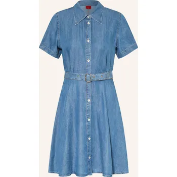 Dámské šaty Hugo Dámské Košilové Šaty Kastami V Džínovém Vzhledu, modrá, 38