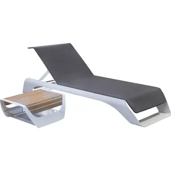 Zahradní lehátko Zahradní lehátko ONDA WHITE GREY s odkládacím stolkem