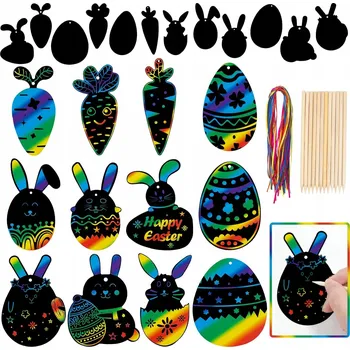 Velikonoční dekorace Velikonoční stírací los vajíčka závěsné dekorace DIY 36 Ks