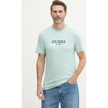 Pánské tričko Tričko Guess zelená barva, s aplikací, M5GI19 J1314 M5GI19.J1314 07X, vel. S