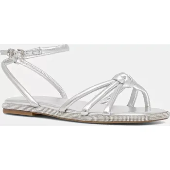 Dámské sandále Kožené sandály Guess SLONE dámské, stříbrná barva, FLJSLO LEM03 FLJSLO.LEM03.SILVE SLV, EUR 38