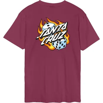 SANTA CRUZ triko - Flaming Dice Dot Chest T-Shirt Burgundy (BURGUNDY)