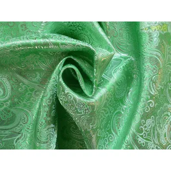 brokát 6002 zelený stříbrná výšivka