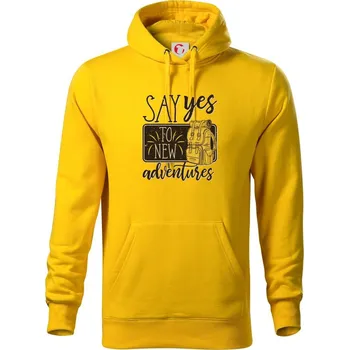 Pánská mikina Say yes to new Adventures - Mikina pánská Cape s kapucí - 5XL ( Žlutá )