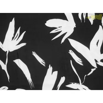 černá hedvábná šatovka 3161 bílý květovaný vzor