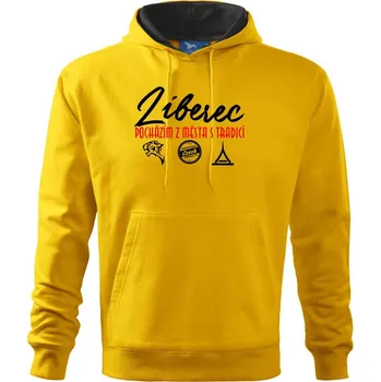 Pánská mikina Liberec město s tradicí - Mikina pánská Cape s kapucí - S ( Žlutá )