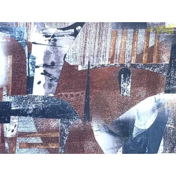 hnědo modrá šatovka 2047 geometrický vzor