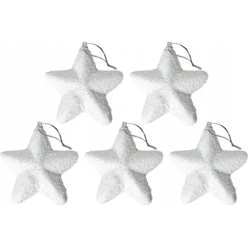 Vánoční dekorace SADA 5 ks VÁNOČNÍ DEKORACE HVĚZDY BÍLÉ
