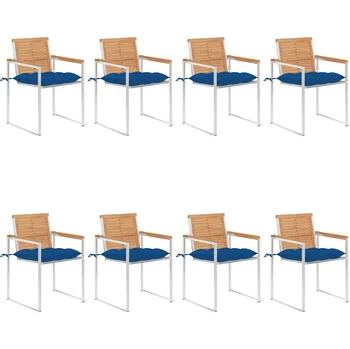 OMAXI Zahradní židle 8 ks s poduškami masivní teakové dřevo 512234