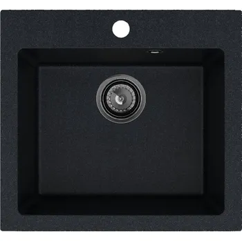 Granitový dřez Sink Quality Ferrum 50, kuchyňský granitový dřez 490x450x195 mm + černý sifon, brocade, SKQ-FER.B.1K50.XB