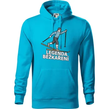 Pánská mikina Legenda běžkaření - Mikina pánská Cape s kapucí - 4XL ( Světlý tyrkys )