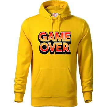 Pánská mikina Game over - nápis barevný - Mikina pánská Cape s kapucí - 4XL ( Žlutá )