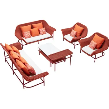 Zahradní sestava Zahradní 7 místná sedací souprava LISBOA RED ORANGE