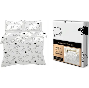Povlečení KREPOVÉ POVLEČENÍ 160x200cm + JEDEN POVLEK NA POLŠTÁŘ 70x80cm HRUBÉ Ovečky na bílém