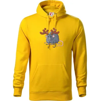 Pánská mikina Vánoční myš - Mikina pánská Cape s kapucí - S ( Žlutá )