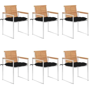 OMAXI Zahradní židle 6 ks s poduškami masivní teakové dřevo 511930