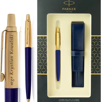 Zlaté PROPISKA JOTTER PARKER s S GRAVÍROVÁNÍM, tmavě modré, DÁREK pro studenta, včetně POUZDRO