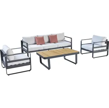 Zahradní sestava Zahradní 5 místná sedací souprava CUBE bílá/teak