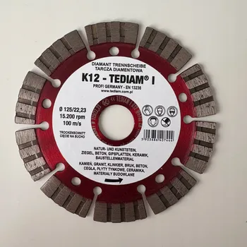 Řezný kotouč Diamantový kotouč Tediam z granitového kamene klinker K12 125 x 22,2 mm 100 m/s