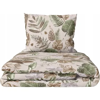 Povlečení Povlečení 140x200 + 1x70x80cm, 140g/m2, 100% BAVLNA, vzor: Kapradina Béžová