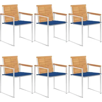 OMAXI Zahradní židle 6 ks s poduškami masivní teakové dřevo 511817