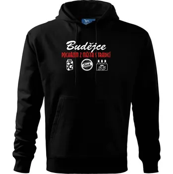 Pánská mikina Budějce město s tradicí - Mikina pánská Cape s kapucí - XL ( Černá )