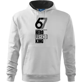 Pánská mikina Hero, Legend, King x Queen 1967 - Mikina pánská Cape s kapucí - L ( Bílá )