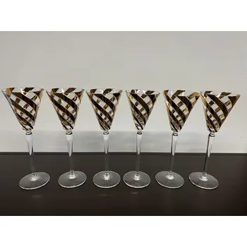 Sklenice Sklenice na víno, Spiral - gold, Glamour Crystal, 255 ml, 6 ks