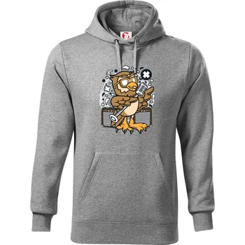 Pánská mikina Sova zpěvačka komiks - Mikina pánská Cape s kapucí - 3XL ( Tmavě šedý melír )