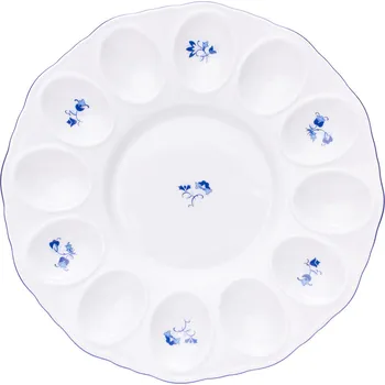 Český porcelán, a.s., Dubí Podnos na vejce, 24 cm, modrá házenka, Český porcelán