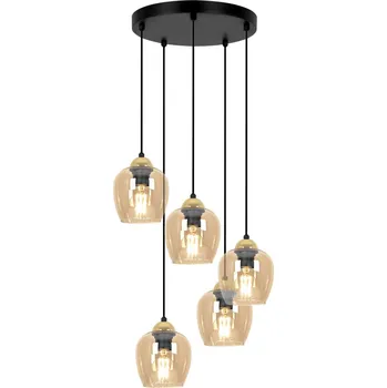 Kaja Tula závěsné svítidlo 5x15 W černá-zlatá-jantarová K-5607