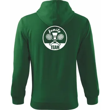 Pánská mikina Badminton Family Team - Mikina s kapucí na zip trendy zipper - 3XL ( Lahvově zelená )