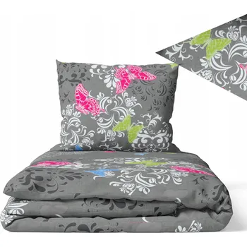 Povlečení Povlečení 160x200cm 2x70x80cm, 140g/m2, 100% bavlna motýlí šedá