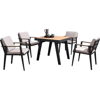 Zahradní sestava Zahradní 4 místná jídelní souprava EMOTI BLACK TAUPE