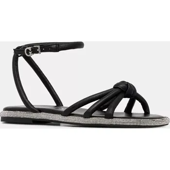 Dámské sandále Kožené sandály Guess SLONE dámské, černá barva, FLJSLO LEA03 FLJSLO.LEA03.BLACK 99X, EUR 38