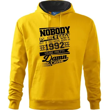Pánská mikina Nobody is perfect - 1992 - Mikina pánská Cape s kapucí - L ( Žlutá )