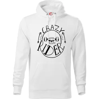 Pánská mikina Crazy skateboard rider - Mikina pánská Cape s kapucí - 5XL ( Bílá )