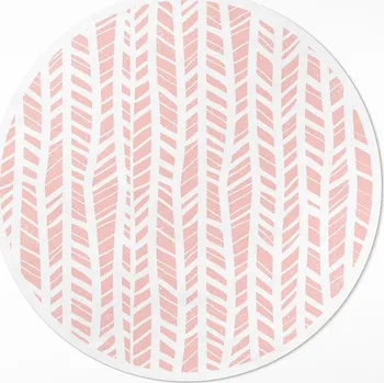 Koberec Dekorativní Kulatý Koberec z vinylu, průměr ⌀ 150 cm, indiánský vzor, pastelové barvy, boho styl