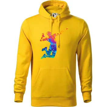 Pánská mikina Volejbalista splash s míčem - Mikina pánská Cape s kapucí - M ( Žlutá )