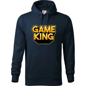 Pánská mikina Game king - nápis velký - Mikina pánská Cape s kapucí - 4XL ( Námořní modrá (velmi tmavá - téměř černá) )
