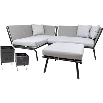 Zahradní sestava Zahradní sedací souprava MAUDI antracit + zdarma dva květináče