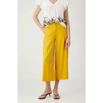 Dámské kalhoty Lněné kalhoty Medicine žlutá barva, střih culottes, medium waist RS25.SPD900 17X, vel. XS