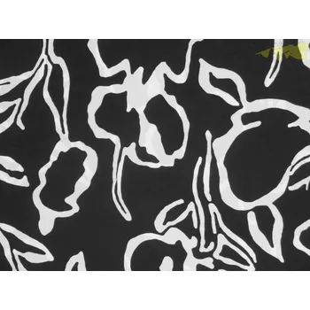 černé hedvábí 3215 bílý vzor