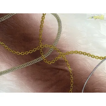 smetanová hedvábná šatovka 2753 hnědý pruh